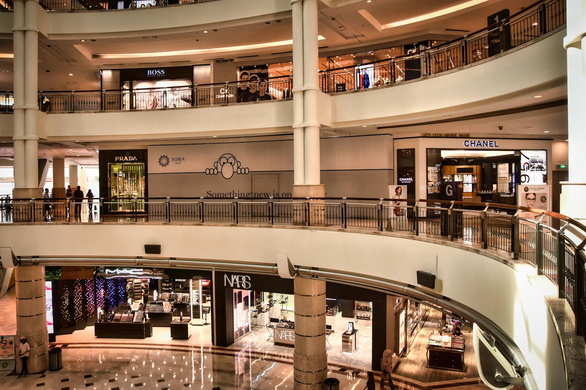 Elegant luxury retail store interior with high-end displays and sophisticated lighting