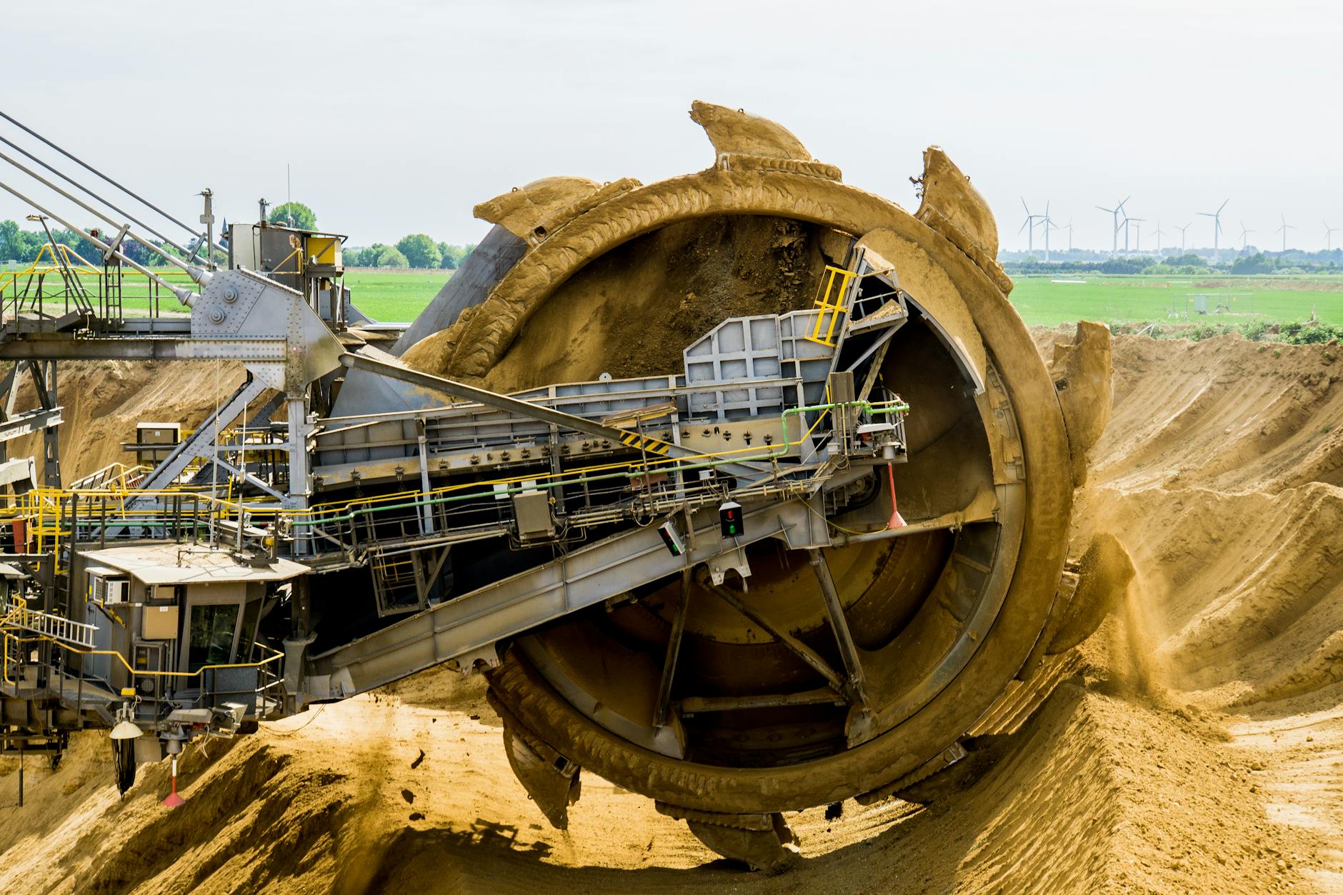 Large mining equipment and machinery at an active copper mining operation