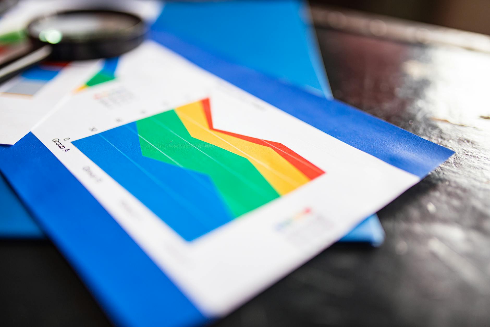 Financial charts and graphs showing market data and performance metrics