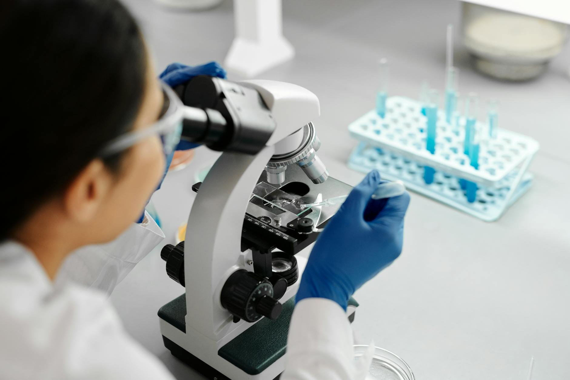 Pharmaceutical research laboratory with equipment used for drug development and quality testing