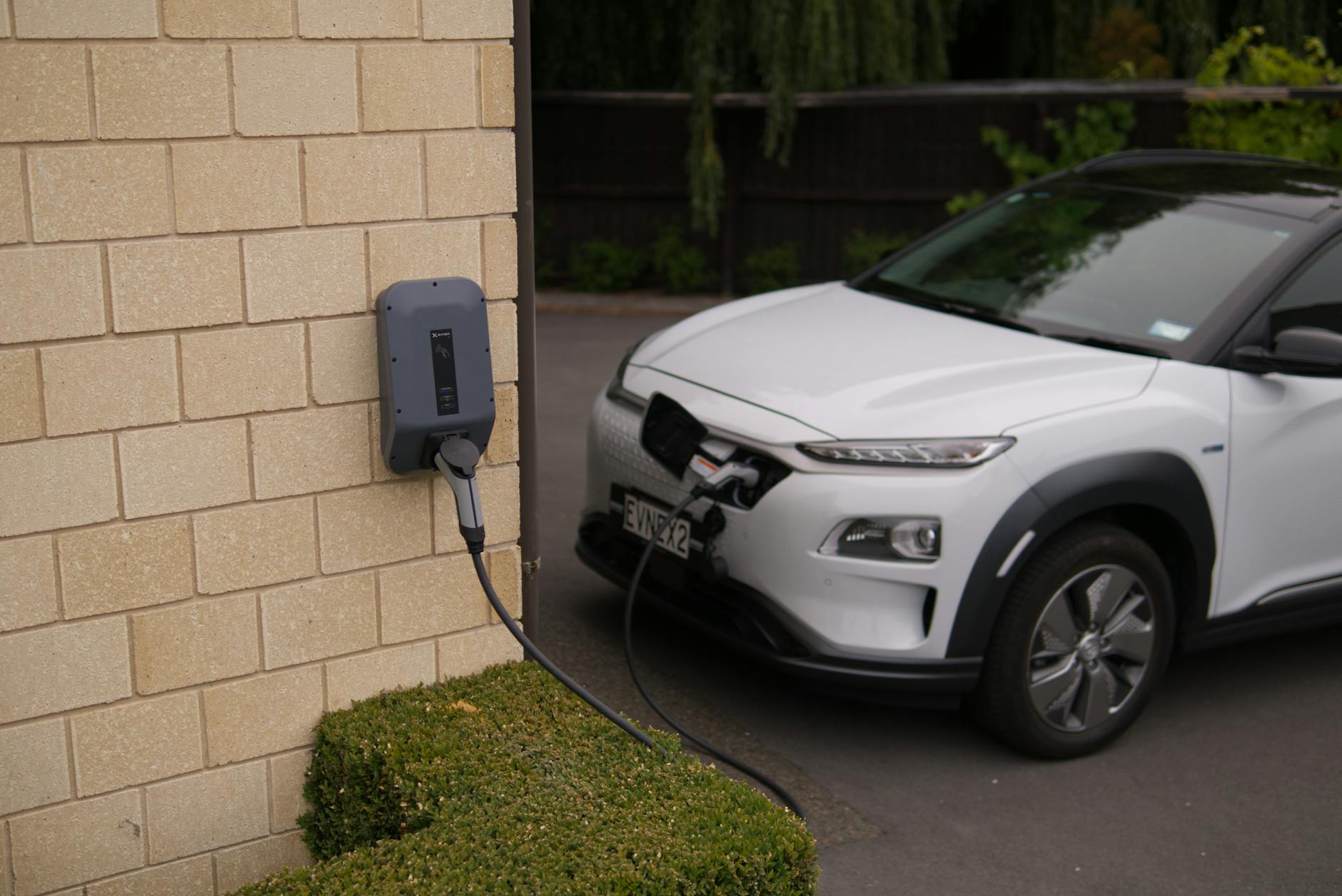 Modern electric vehicle charging at a public charging station