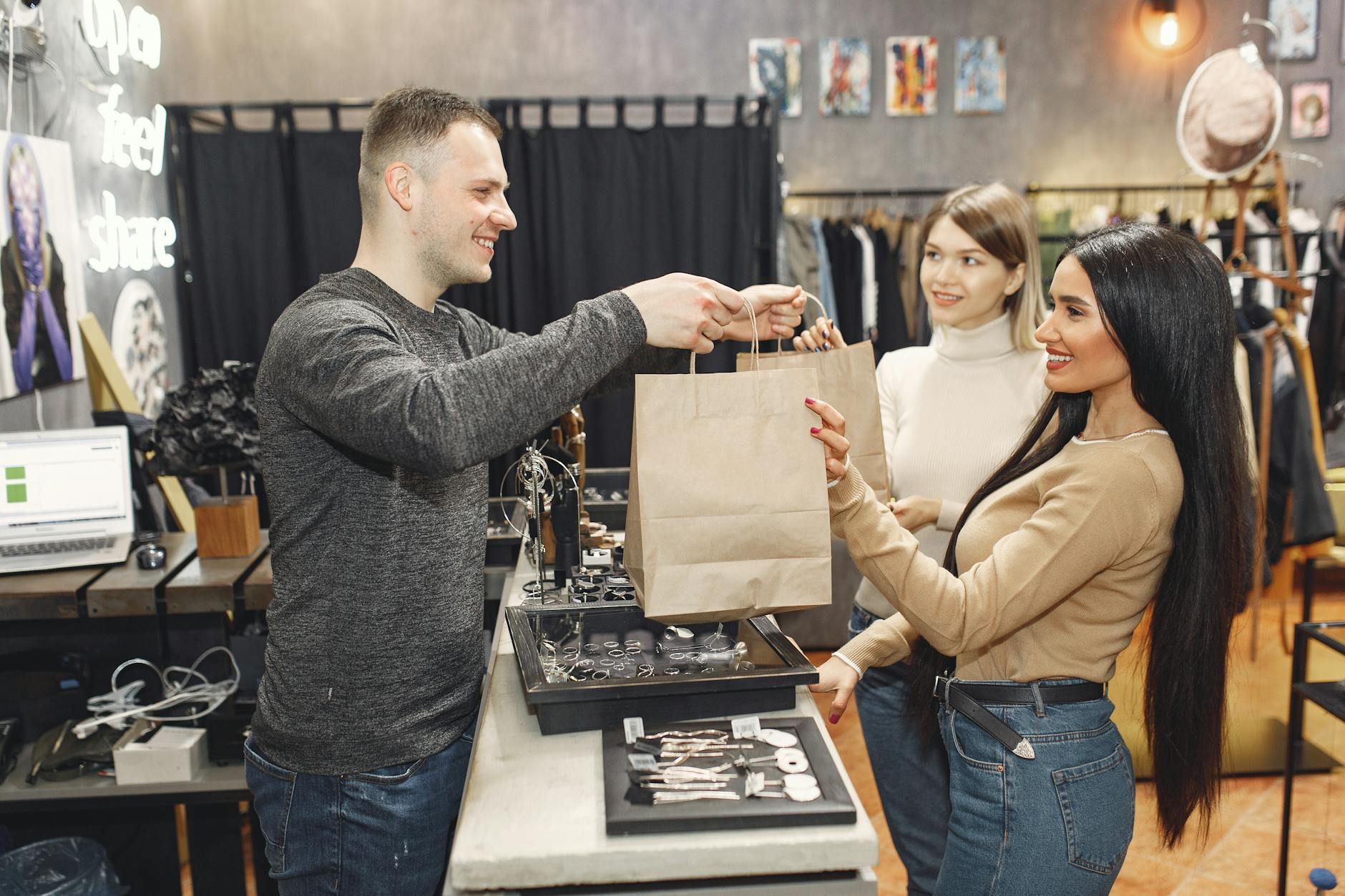 Customer browsing products in retail store environment