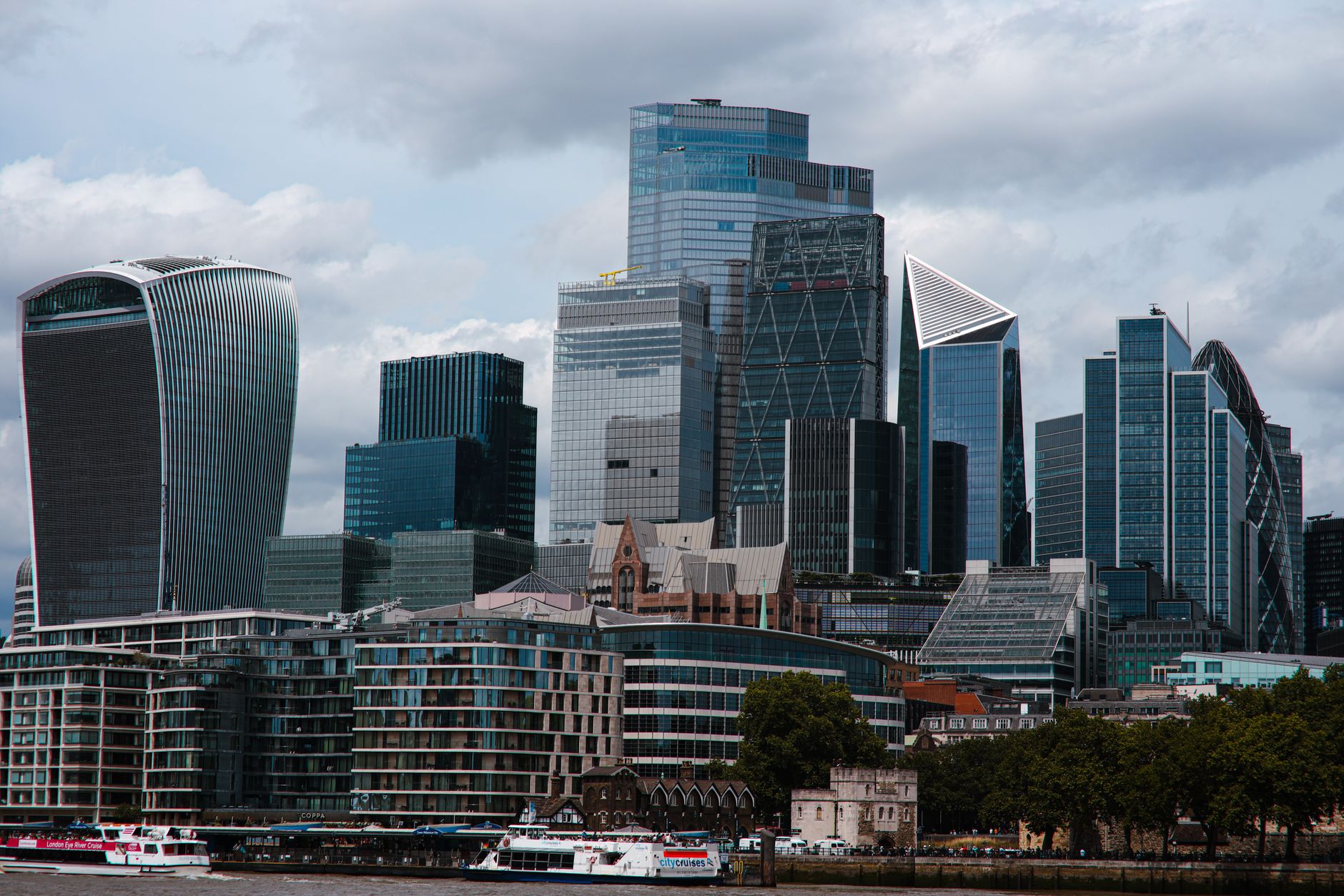 Aerial view of London financial district representing UK gilt market activity