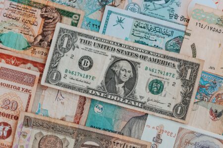 Foreign currency exchange board showing multiple currency rates