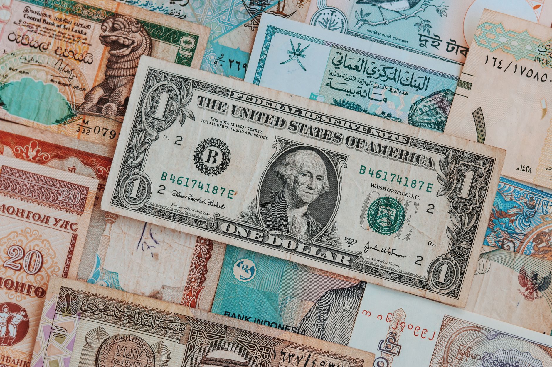 Foreign currency exchange board showing multiple currency rates
